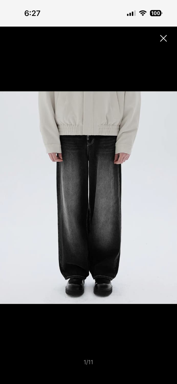 프런트 워싱 와이드 데님 상품이미지1