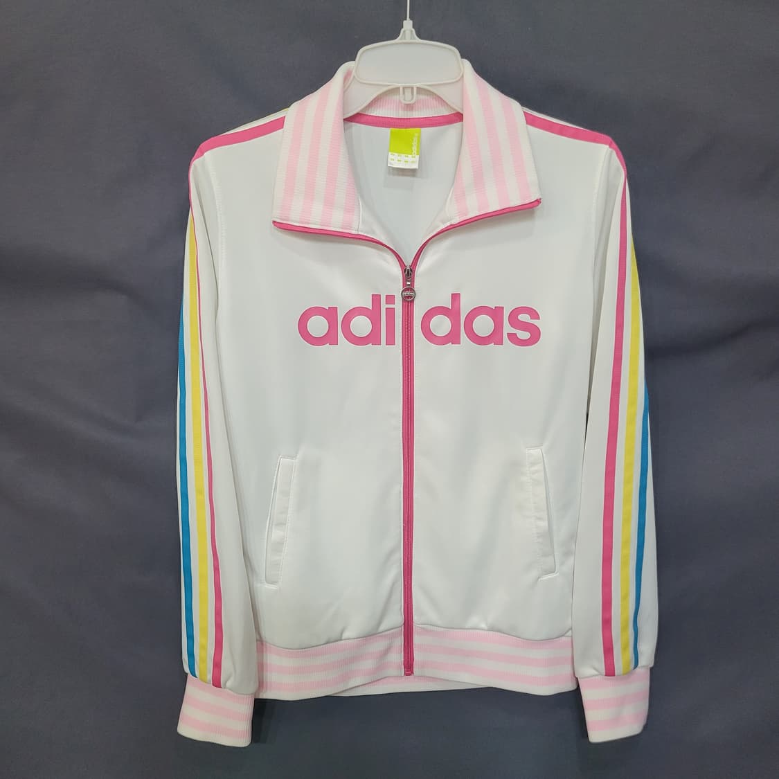 아디다스 스펠 로고 레인보우 딸기우유 트랙탑 대대장 희귀 져지 상품이미지7