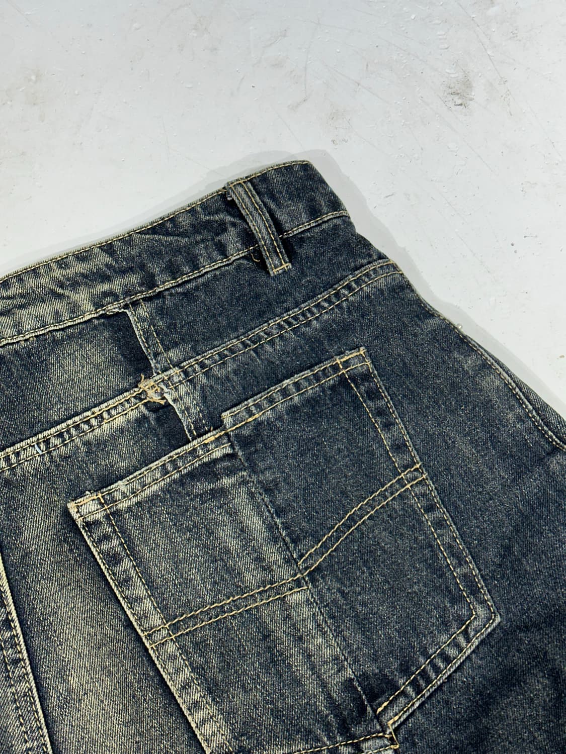 90s 빈티지 중청 데미지 워싱 와이드 벌룬 데님 팬츠 M 상품이미지6