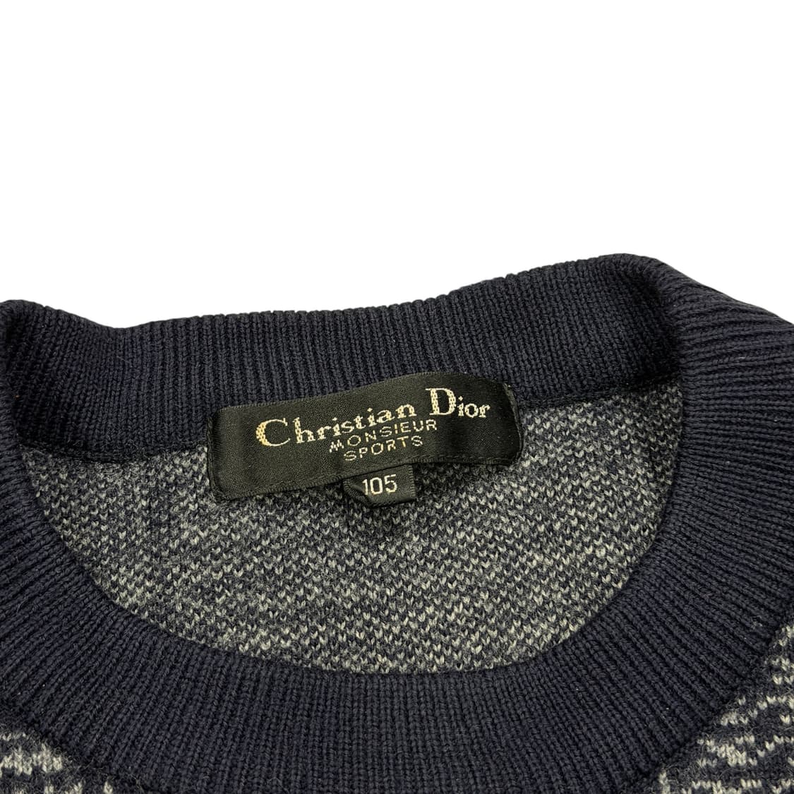 90s 크리스찬 디올 멀티체크 패치워크 니트 네이비 XL 상품이미지3