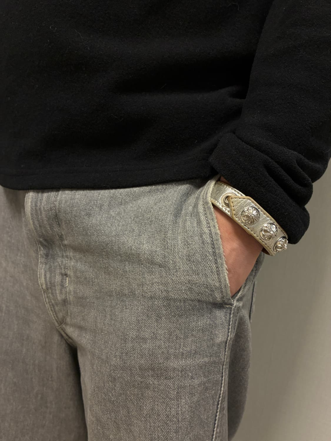 크롬하츠 실버 레더 팔찌 상품이미지5