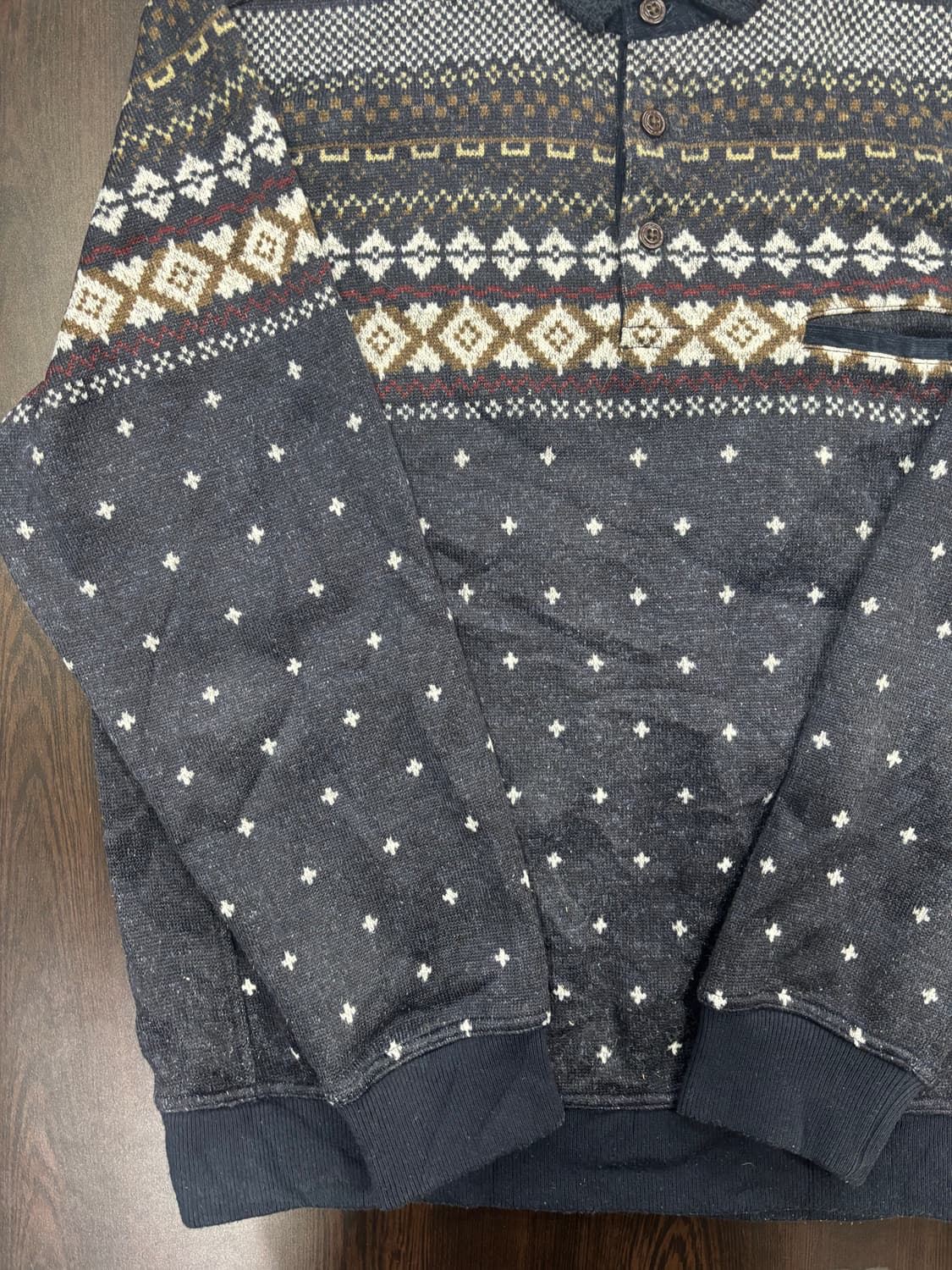 골든베어 패턴 니트 가디건 블랙 상품이미지4