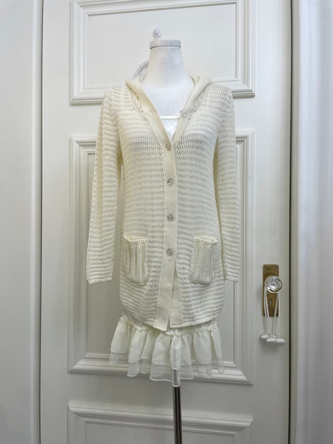 ivory crochet hoodie opc cardigan&satin 상품이미지1