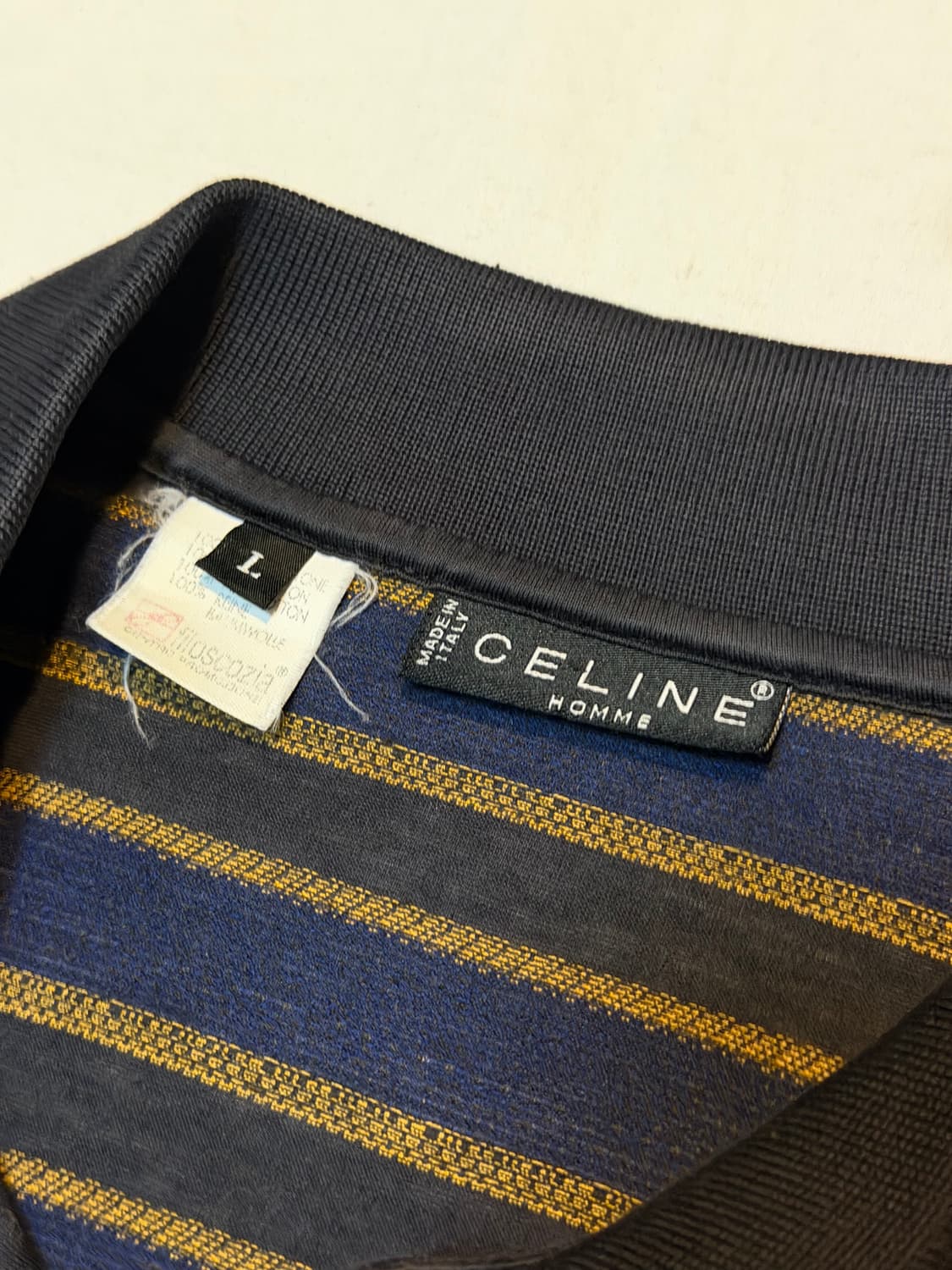 90s 올드 셀린느 옴므 아카이브 스트라이프 반팔 카라티 상품이미지3