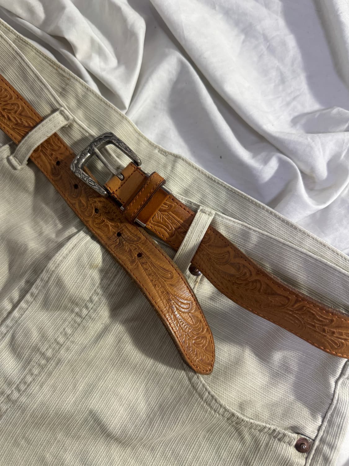 빈티지 카빙 레더 웨스턴 벨트 네이티브 아메리칸 상품이미지4
