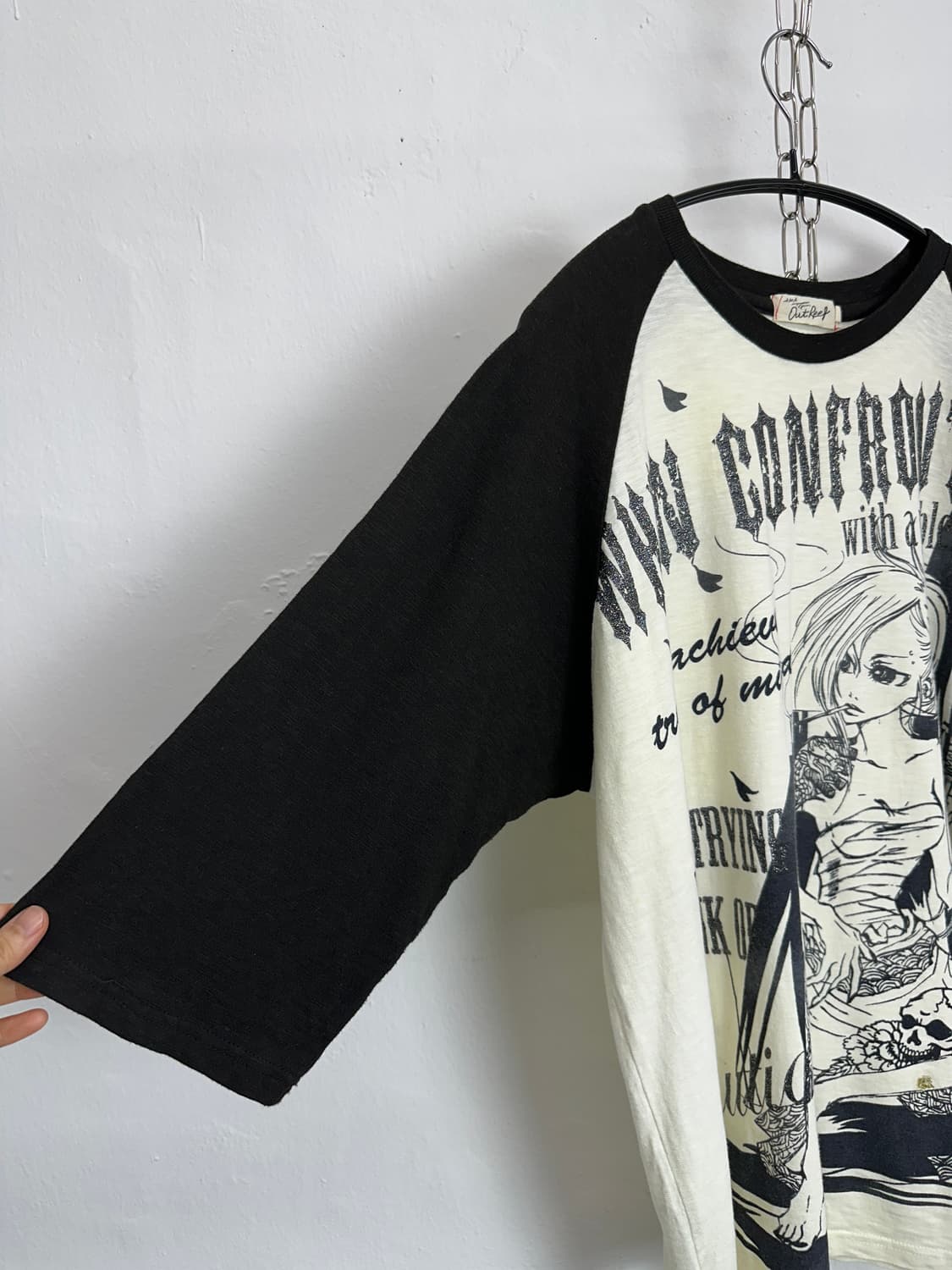 Glitter Graphic Raglan 3/4 Sleeve T-shir 상품이미지2