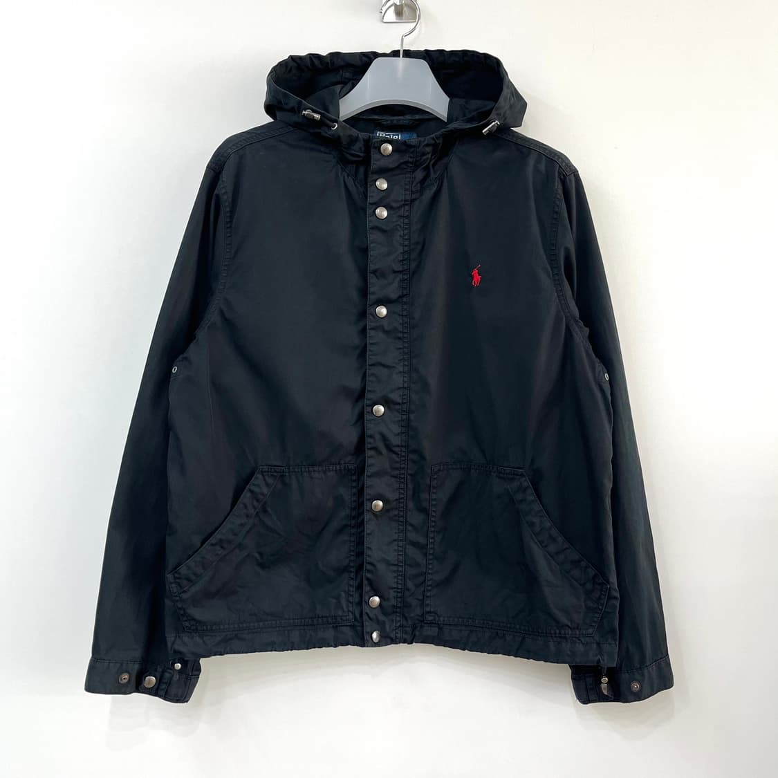 폴로 랄프로렌 레드 포니 블랙 투웨이 코튼 후드 자켓 상품이미지2