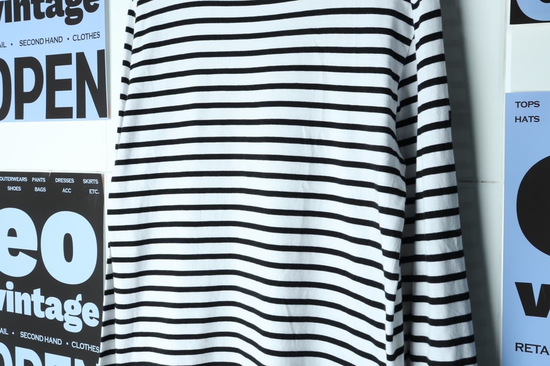 (L-XL) 세인트제임스 긴팔티셔츠 단가라 흰검 Y2K 유행-H31104 상품이미지5