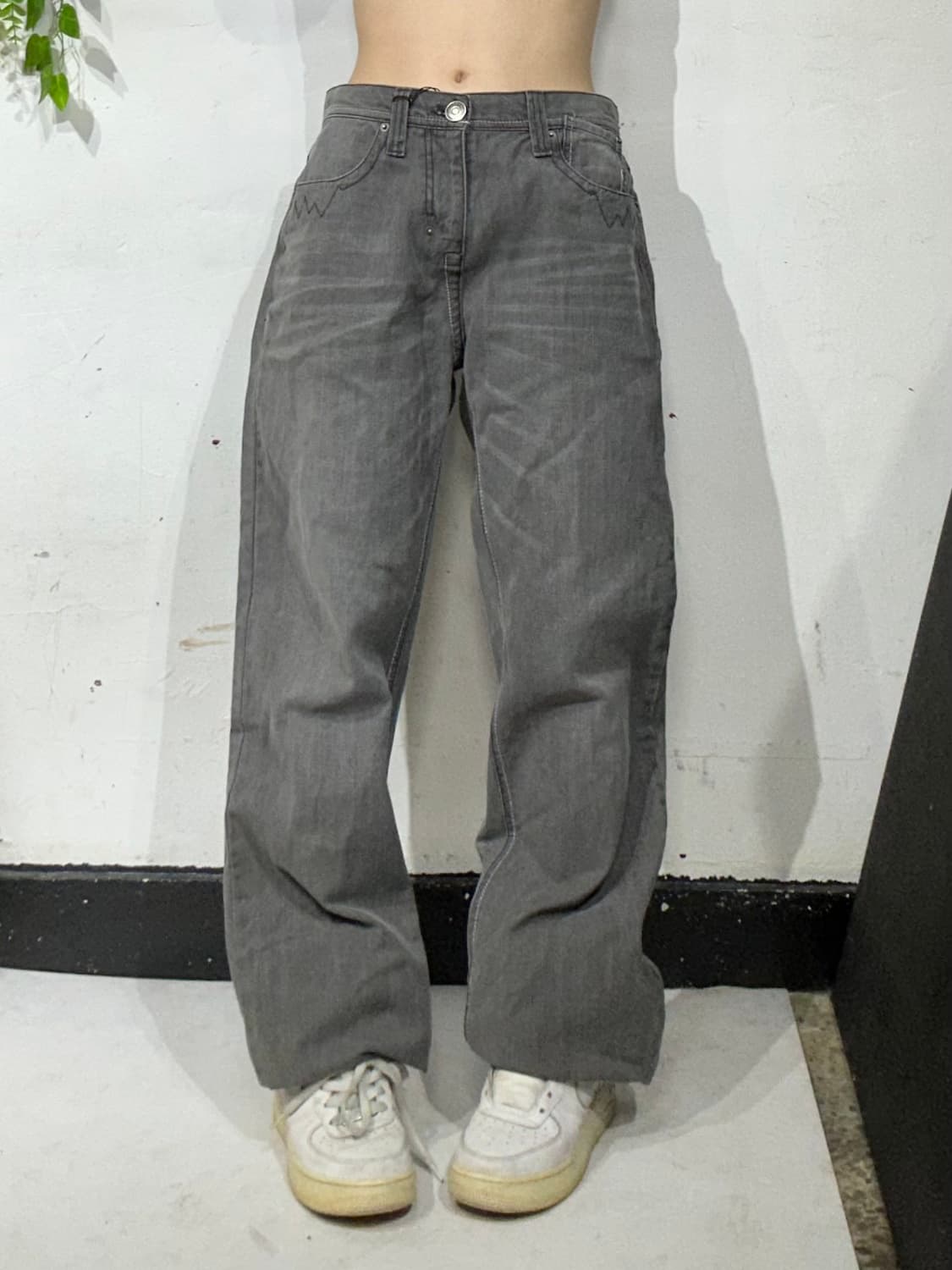 본더치 y2k 흑청 와이드 워싱 데님 팬츠 청바지  상품이미지2