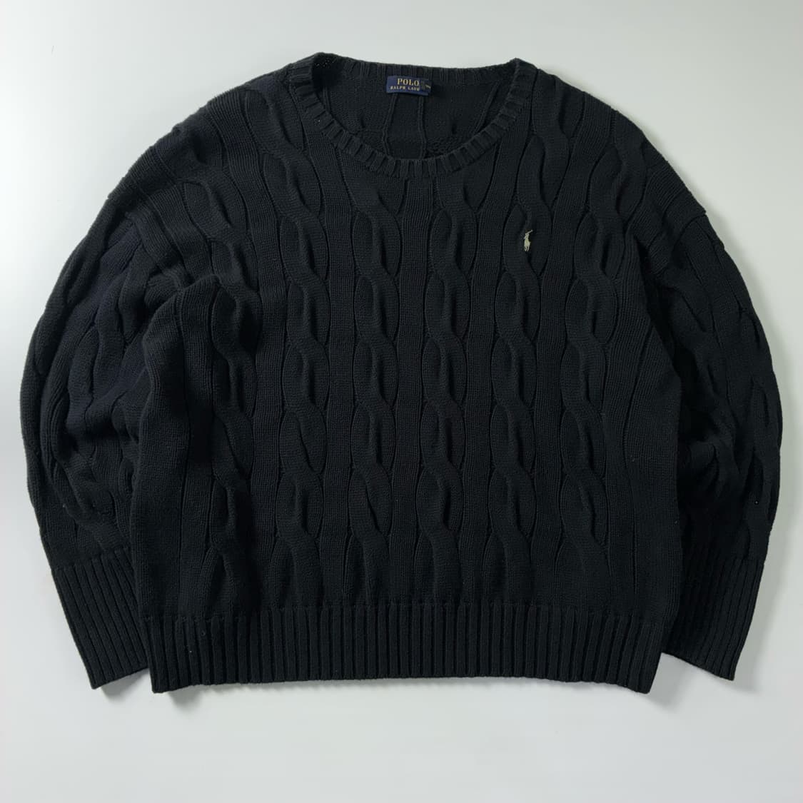 Polo  폴로 랄프로렌 자수 코튼 블랙 꽈배기 니트  상품이미지1
