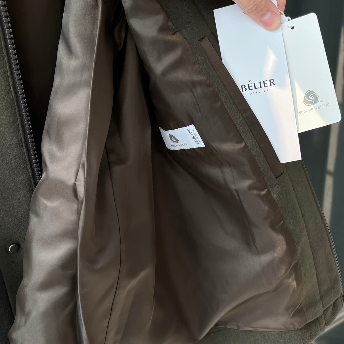 [ BELIER ] 캐시미어 헤비 크롭 자켓 (카키브라운) Msize 상품이미지8