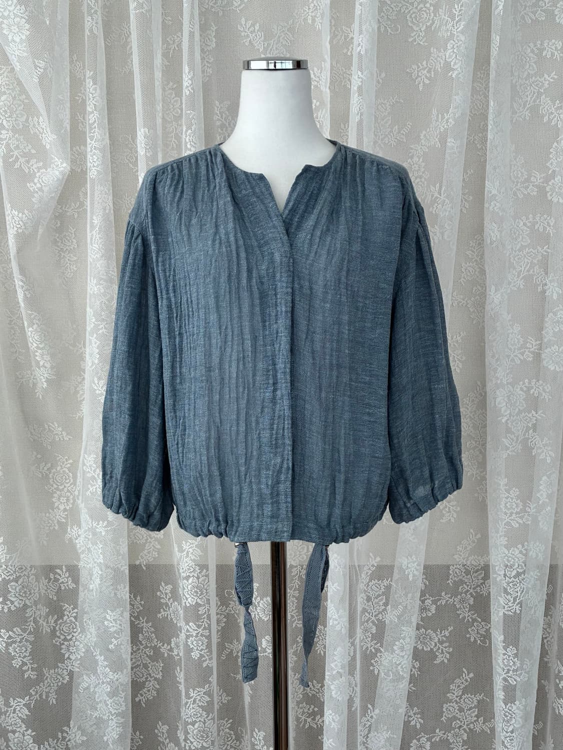 83-94-160) 한섬 랑방컬렉션 린넨 블라우스 블루 상품이미지1