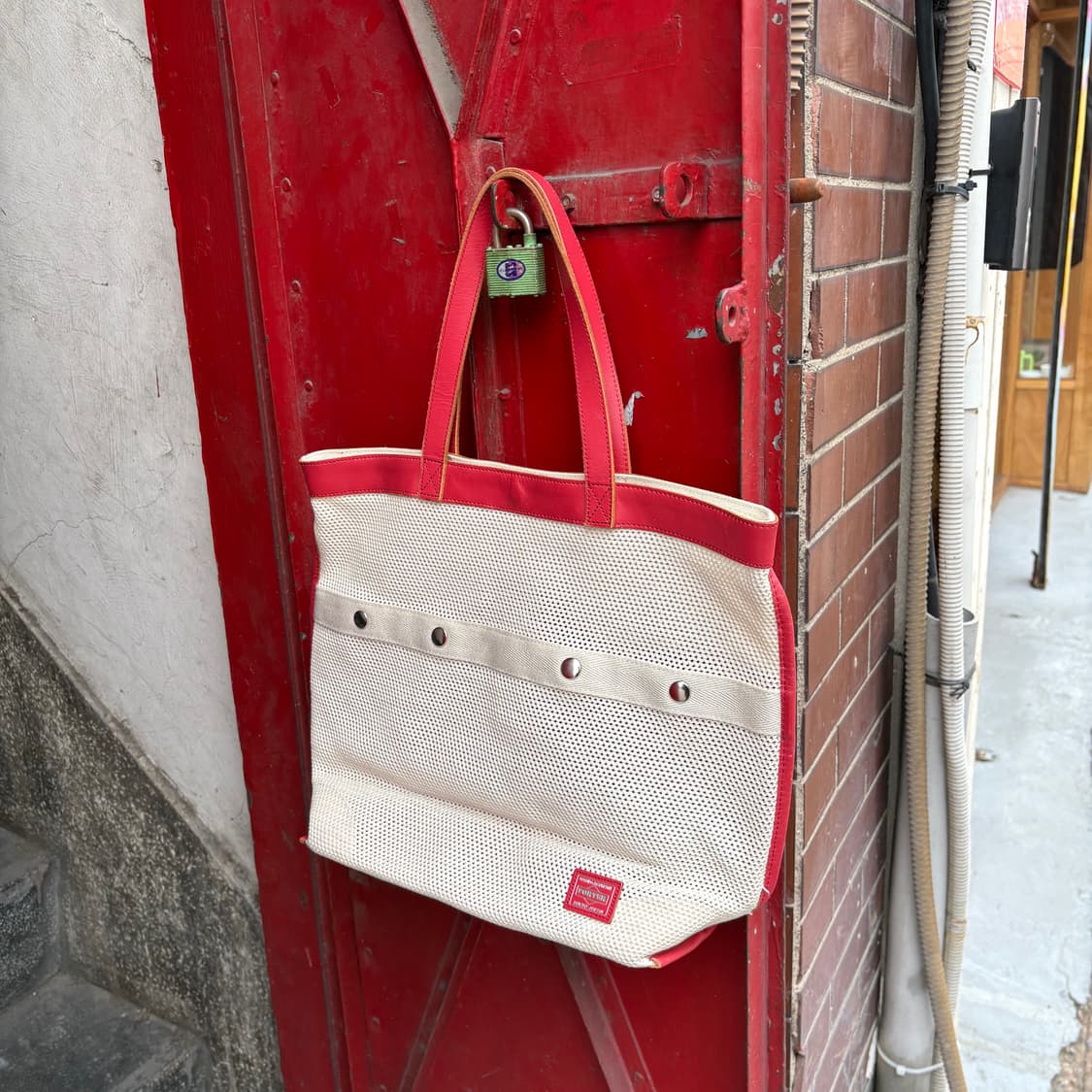 포터 레드 / 아이보리 그물 토트백(분리가능) 상품이미지4