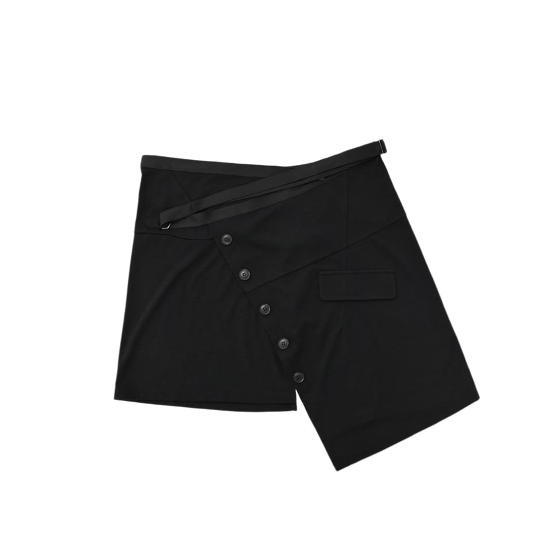 Layered button wrap skirt (Black) 상품이미지2