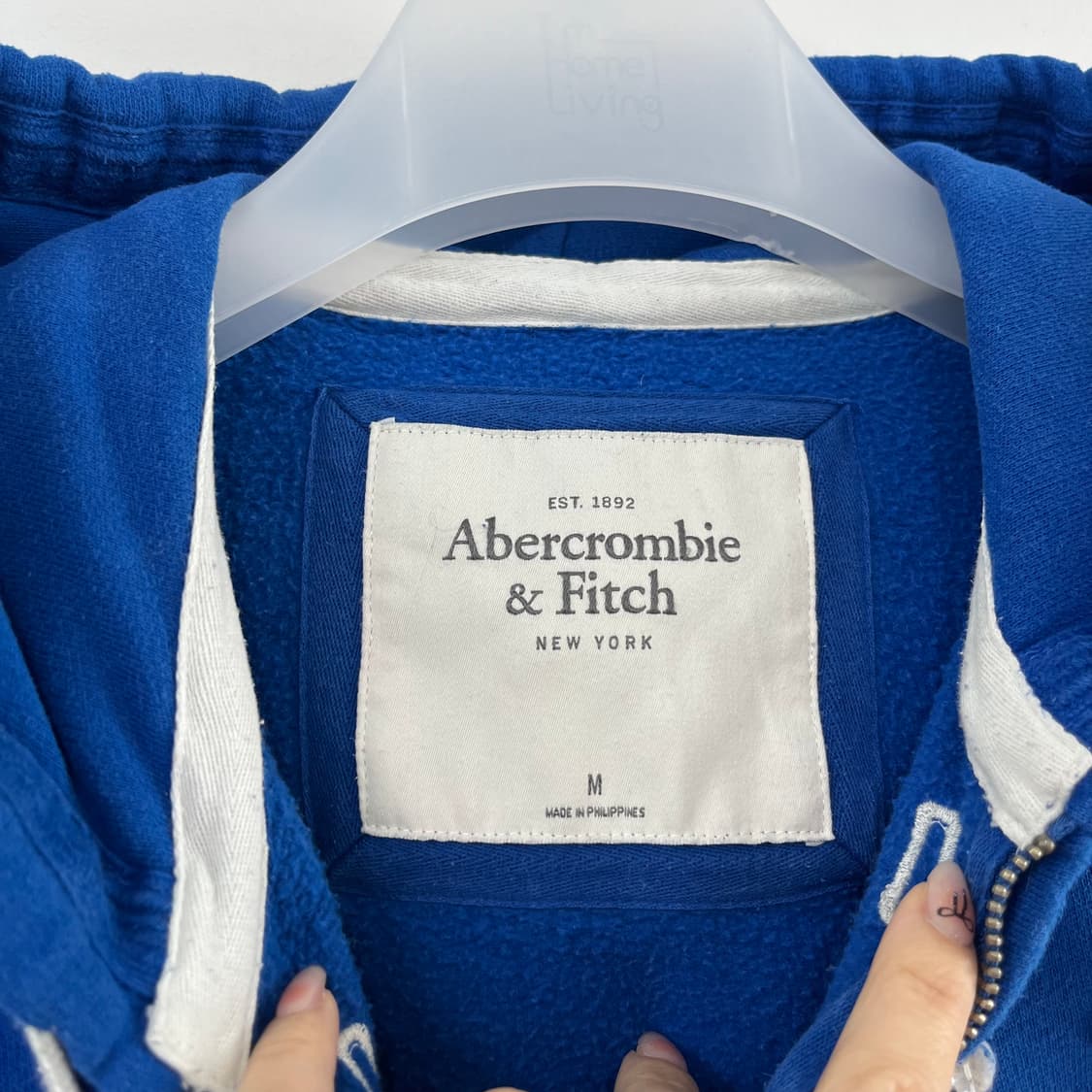 아베크롬비 슬림핏 자수로고 블루 후드집업 상품이미지5