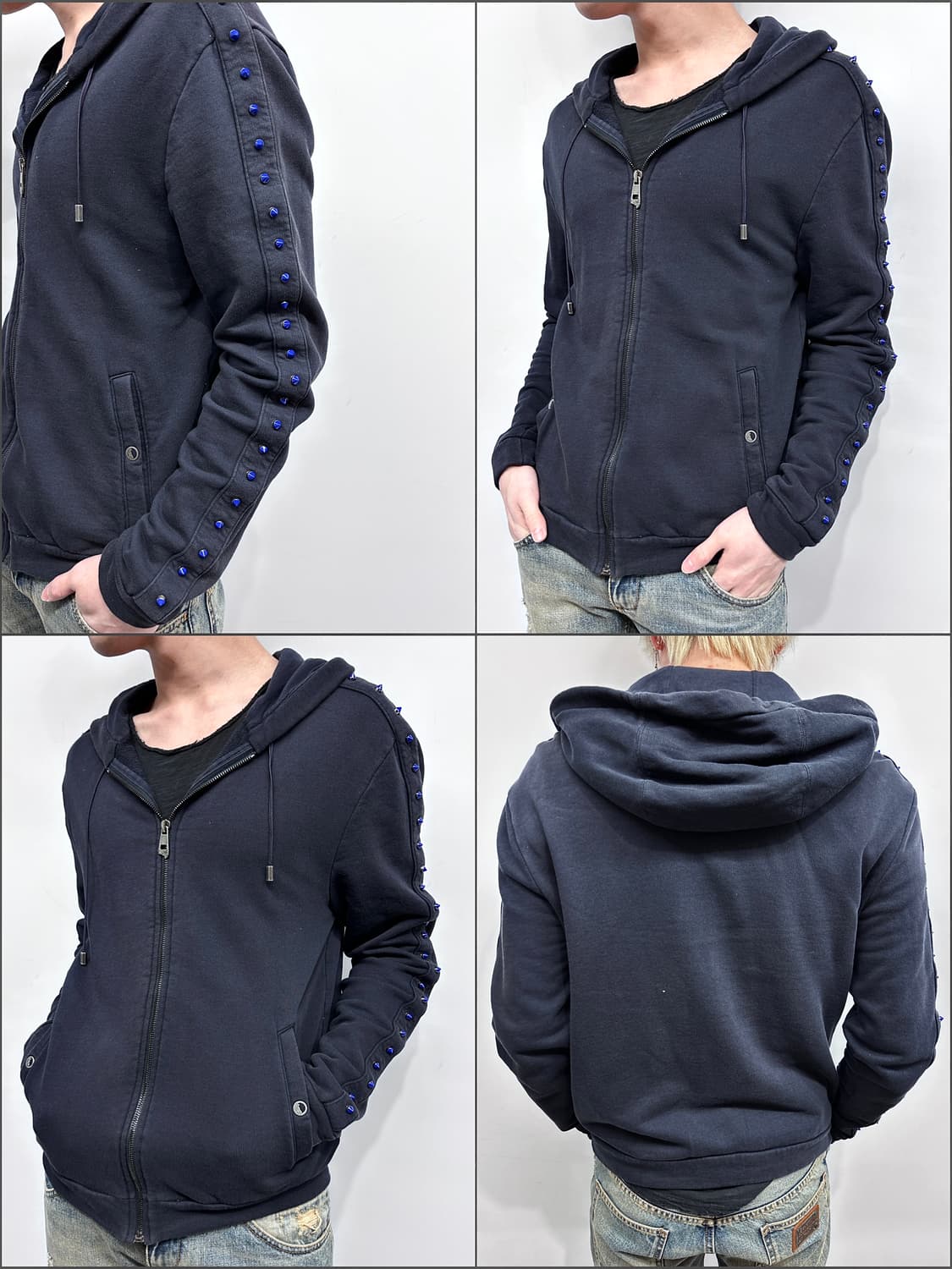 베르사체 라인 스터드 후드 집업 상품이미지1