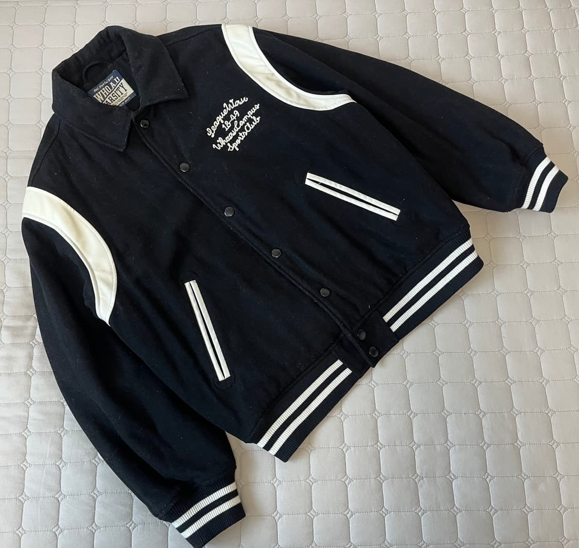 후아유 바시티 자켓 블랙 XL 상품이미지1