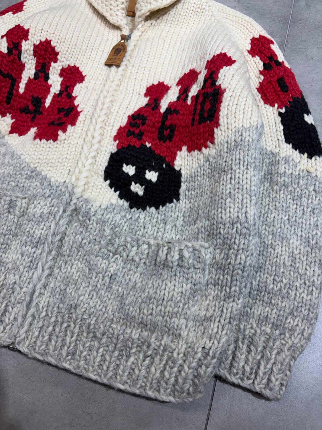 90s 캐나다 코위찬 볼링 니트 집업 상품이미지3