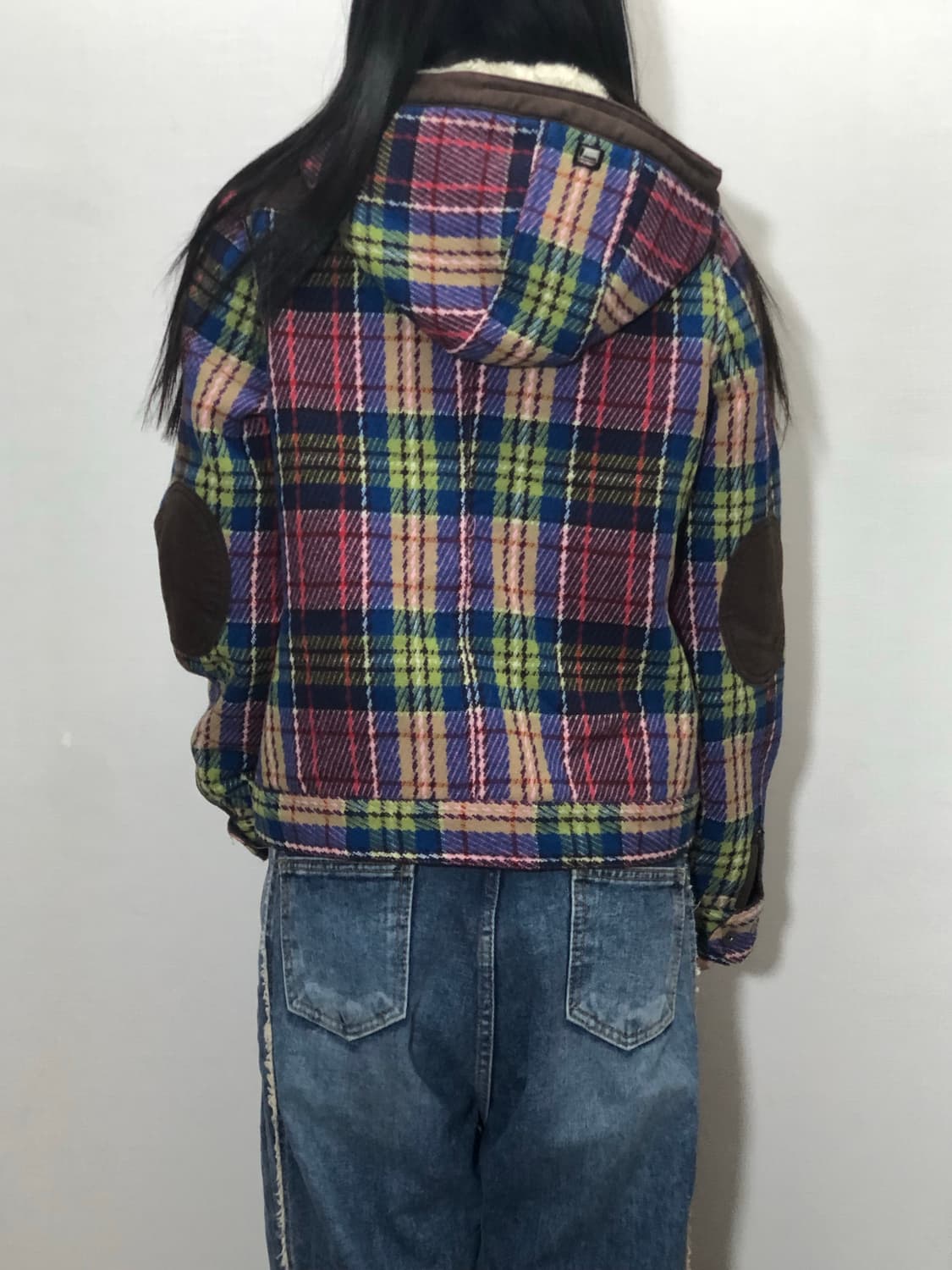 빈티지 푸부 비비드 컬러 체크 패턴 자켓 상품이미지8