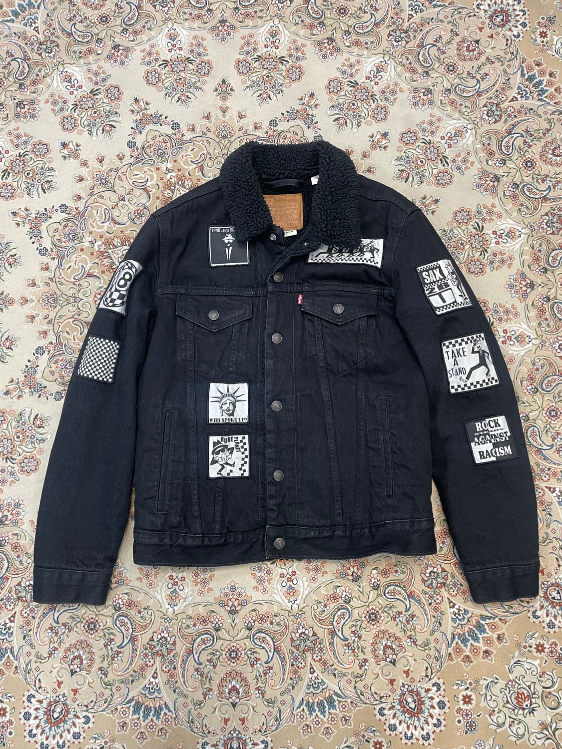 리바이스 빅E 셰르파 트러커 패치 배틀 데님 자켓 블랙 S 상품이미지1