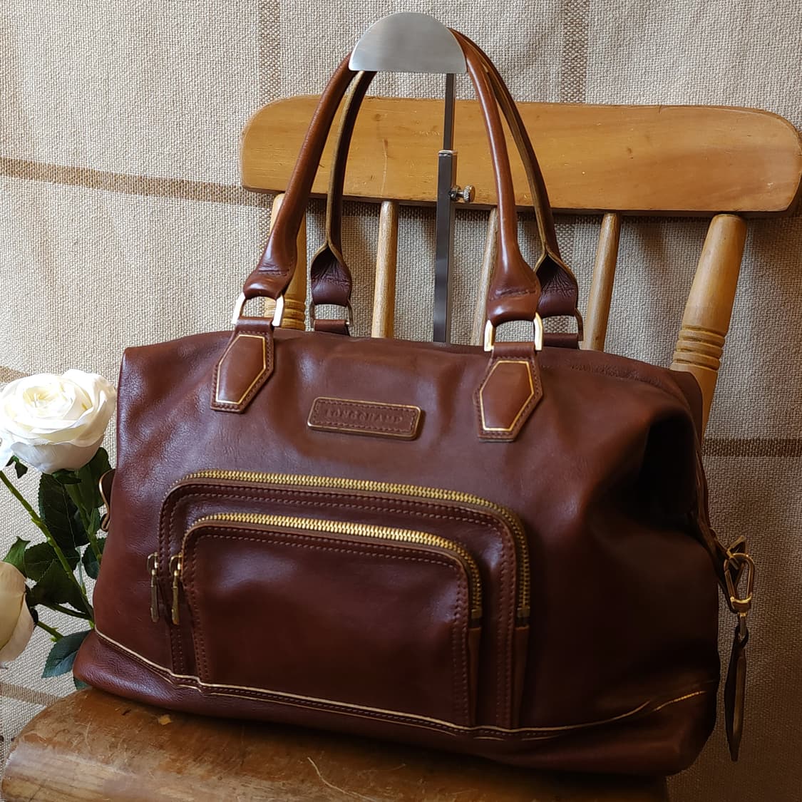 90s 롱샴 브라운레더 닥터백 핸드백 상품이미지2