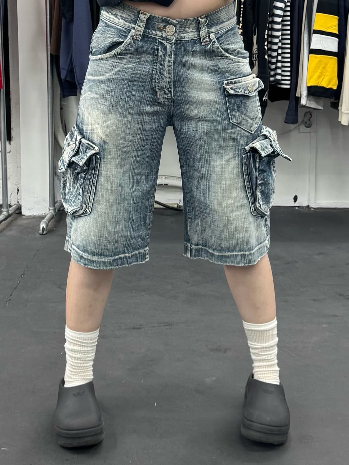 VTG 워시드 데님 카고 반바지 상품이미지1