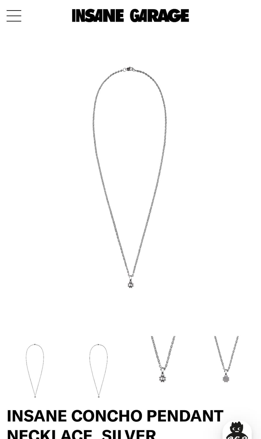 인세인게러지 콘초 실버 목걸이 상품이미지1