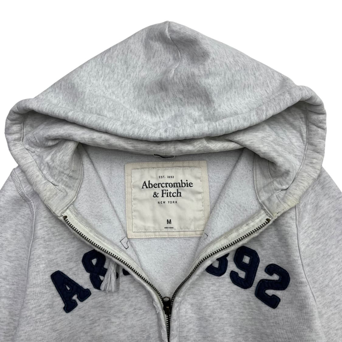 아베크롬비 네이비 패치로고 백멜란지 후드집업 M 상품이미지5