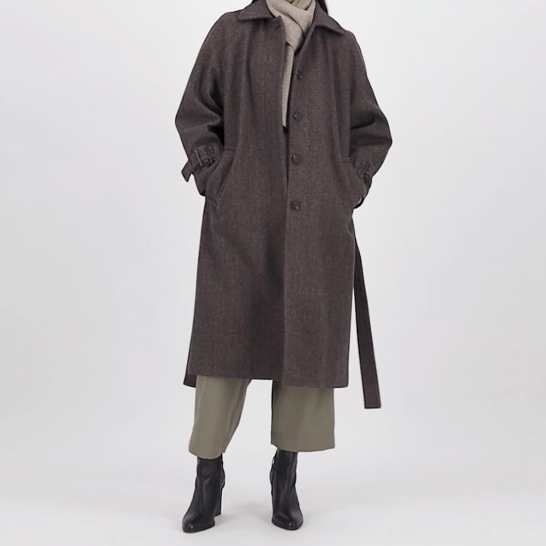 에디션비X룩캐스트(LOOKCAST) 헤링본 울코트 66-77 새상품 상품이미지2