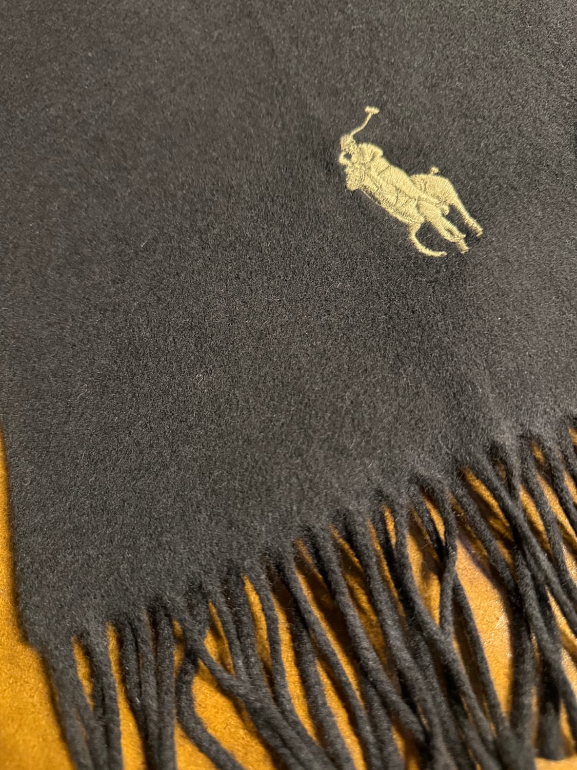 폴로 랄프로렌 1990년대 포니 자수 램스울 머플러 블랙 상품이미지3