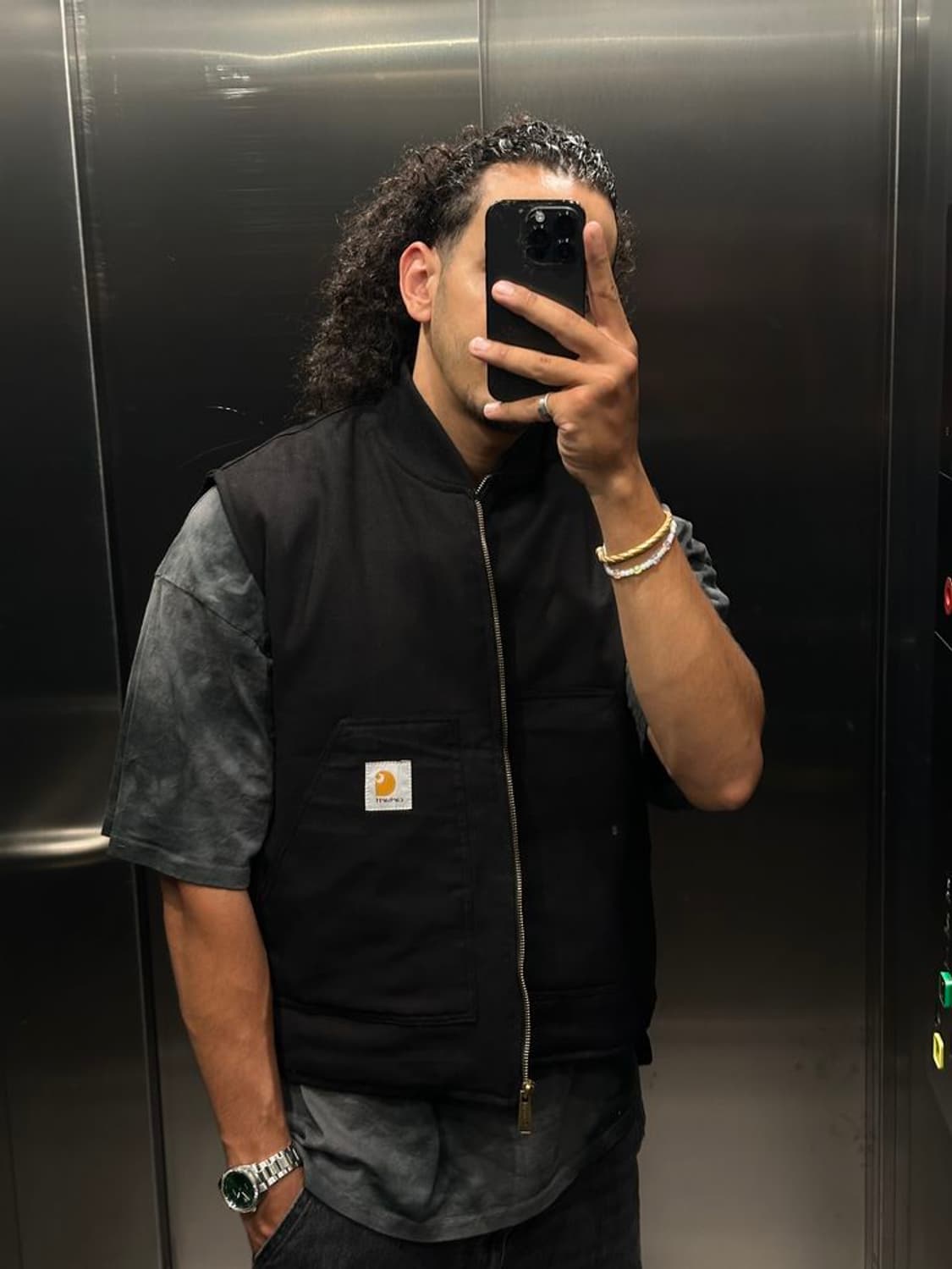 Carhartt-루즈 핏 워시트 덕 셰르파 안간 모크넥 조끼 블랙(XL) 상품이미지8