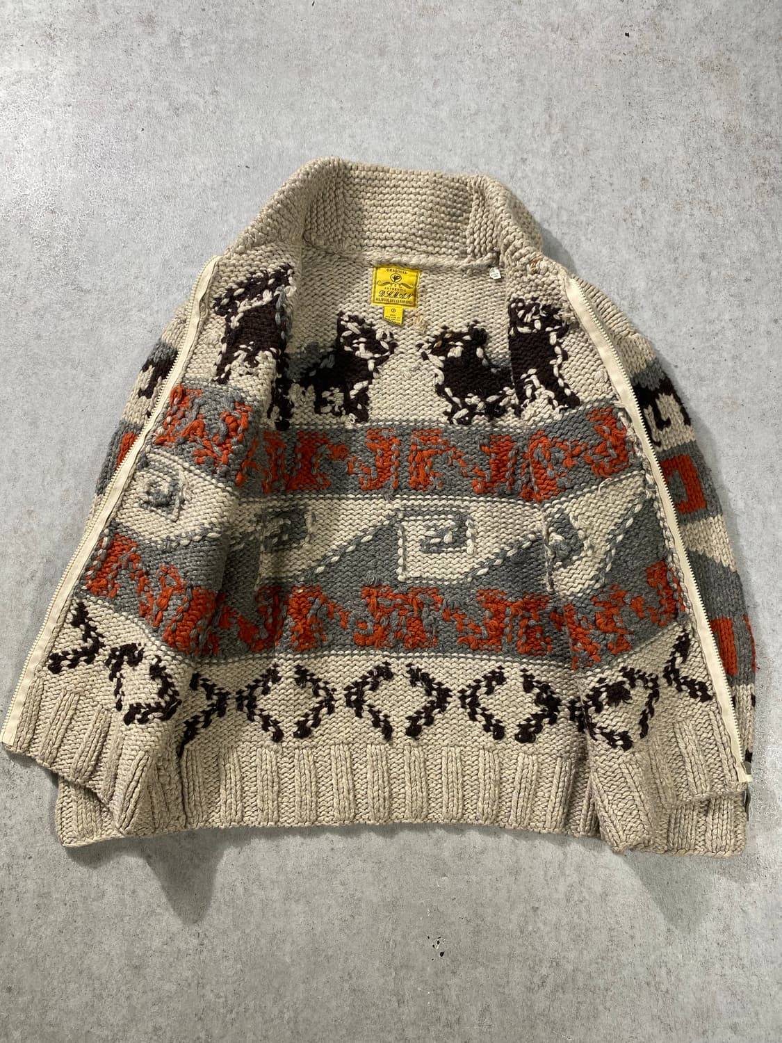 [L] Vintage 빈티지 헤비 울 핸드니트 코위찬 집업 상품이미지4