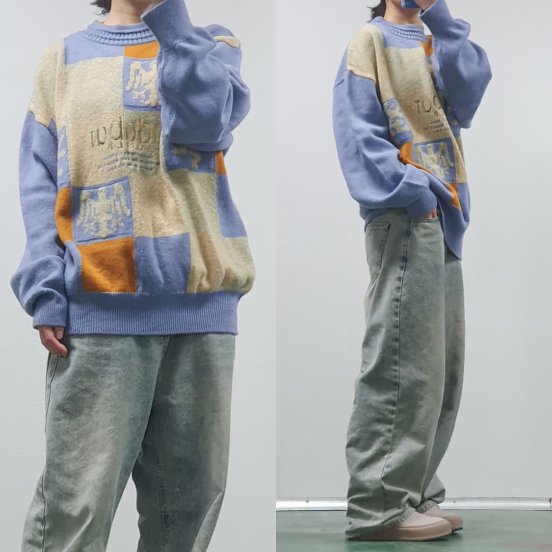 (adabat) 사각 배색 울 니트 스웨터 상품이미지7