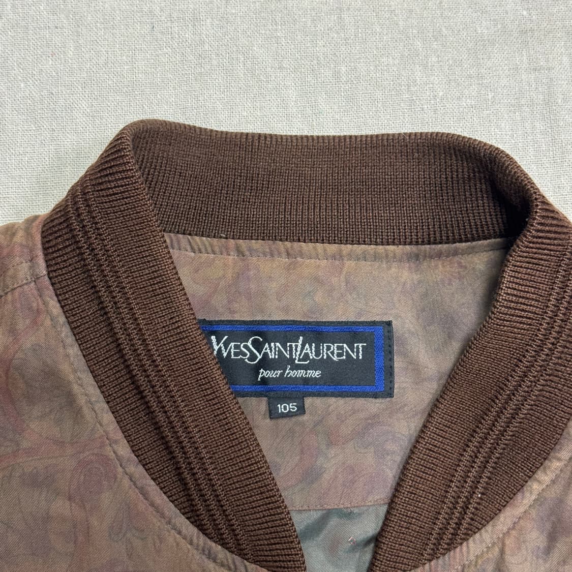 입생로랑 빈티지 브라운 패턴 봄버 블루종 105 상품이미지6