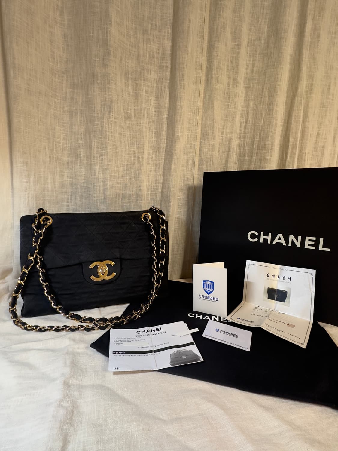 샤넬 클래식 빈티지 빅cc 패브릭체인플랩백 (금장)_샤넬 본사 수선완료 상품이미지1