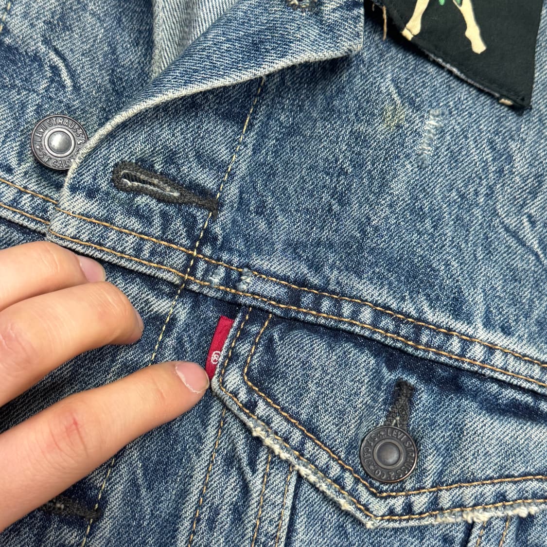리바이스 하와이 배색카라 데미지 데님자켓 S 상품이미지5