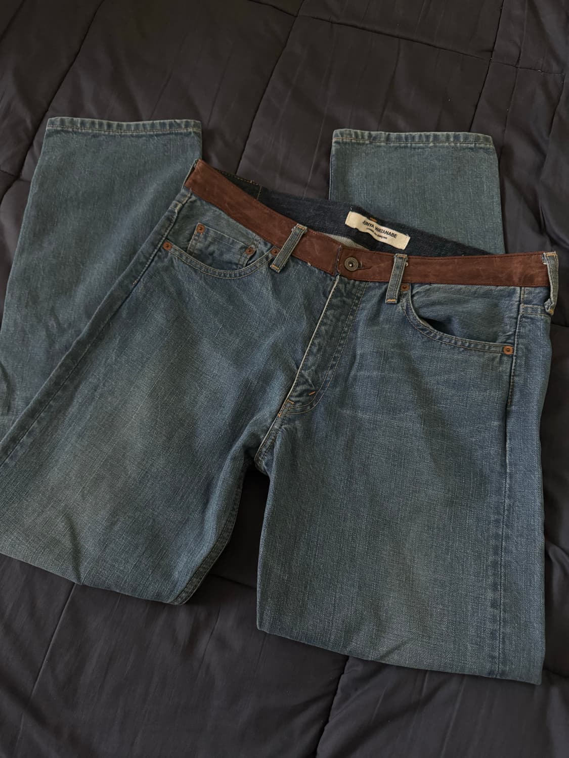 준야 와타나베 레더 패치 데님 상품이미지2