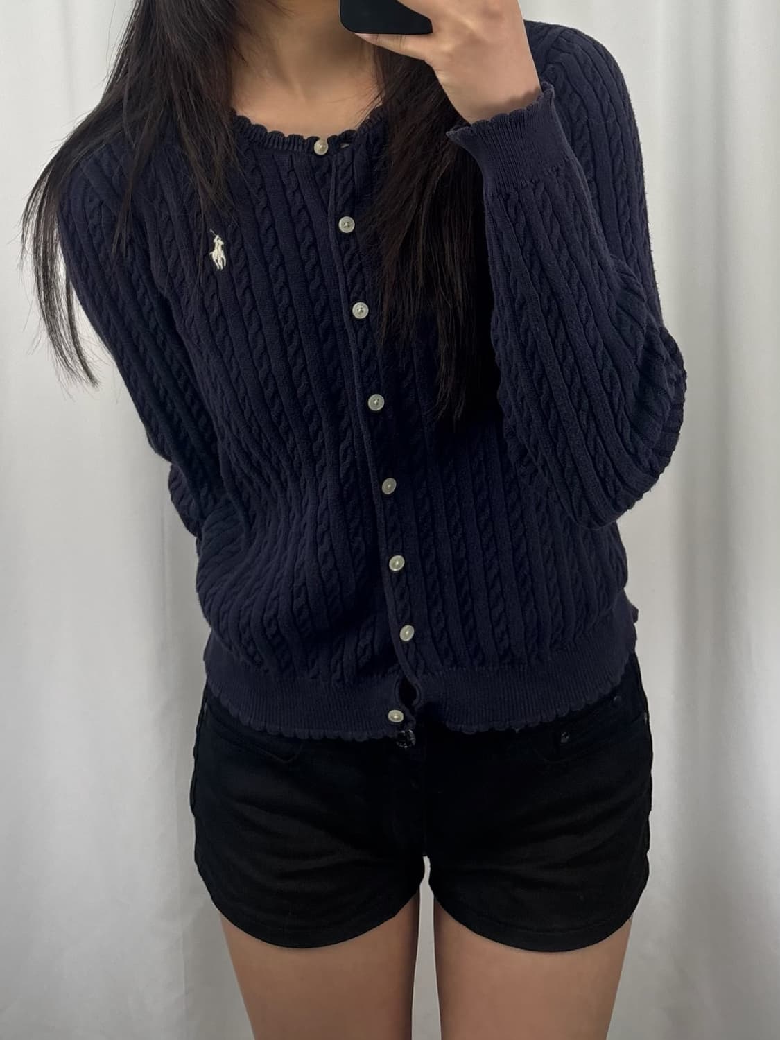 폴로 네이비 꽈배기 가디건 상품이미지2