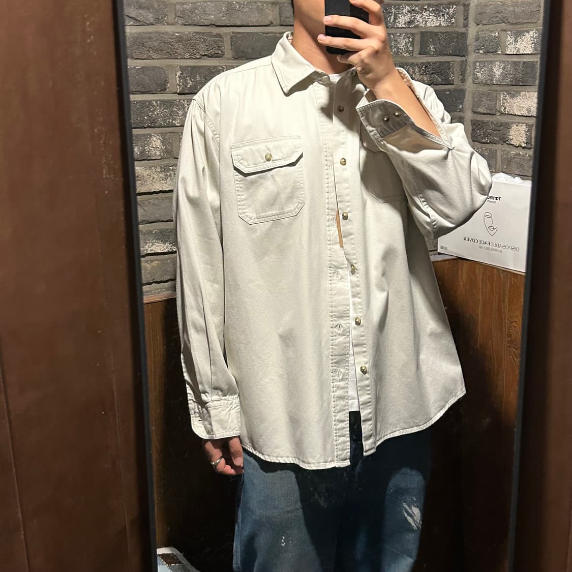 XL) Wrangler 랭글러 투포켓 워크웨어 코튼 셔츠 크림 W32 상품이미지8