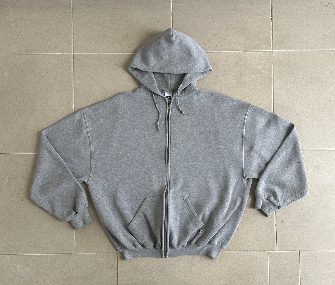 90s 빈티지 러셀 후드집업 그레이 XL 상품이미지1