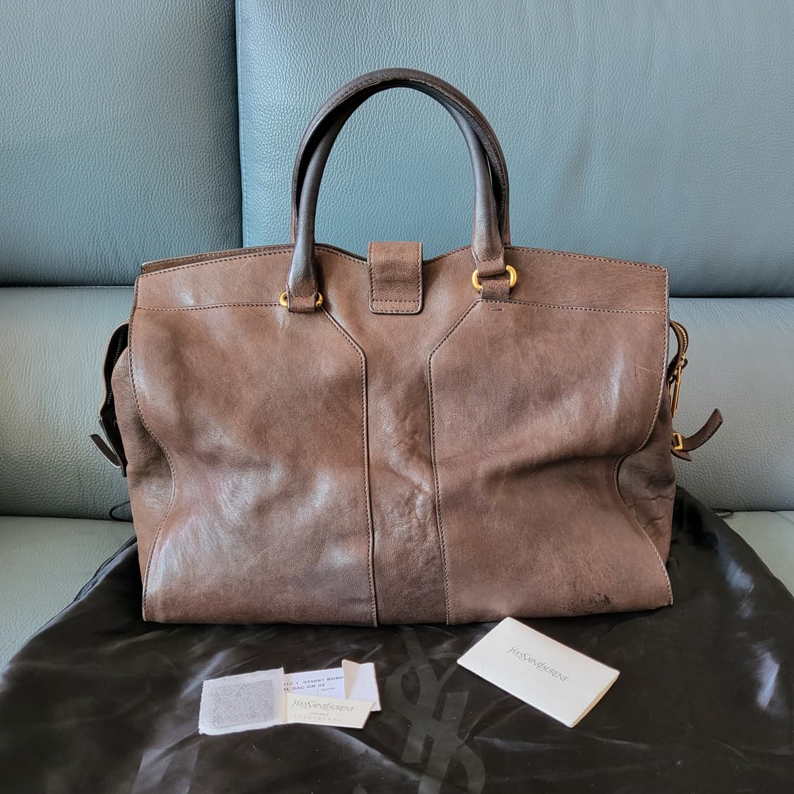 YSL 입생로랑 정품 금장 카바시크백  브라운 빅사이즈 오버사이즈 토트백 상품이미지5