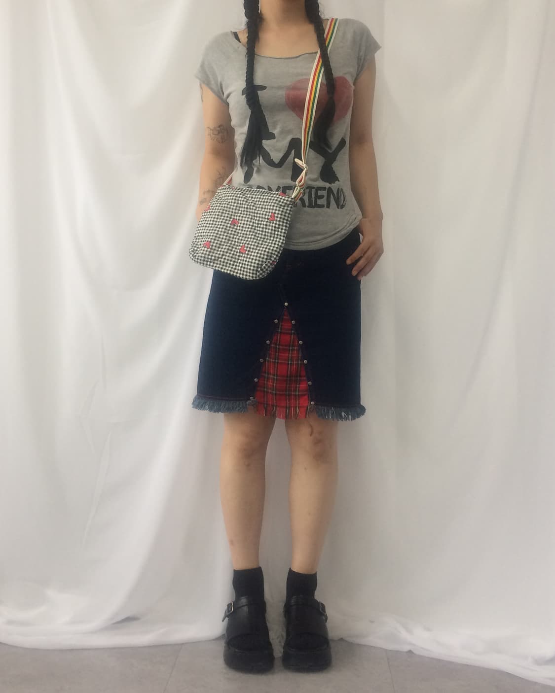 check heart mixed pattern cross bag 상품이미지2