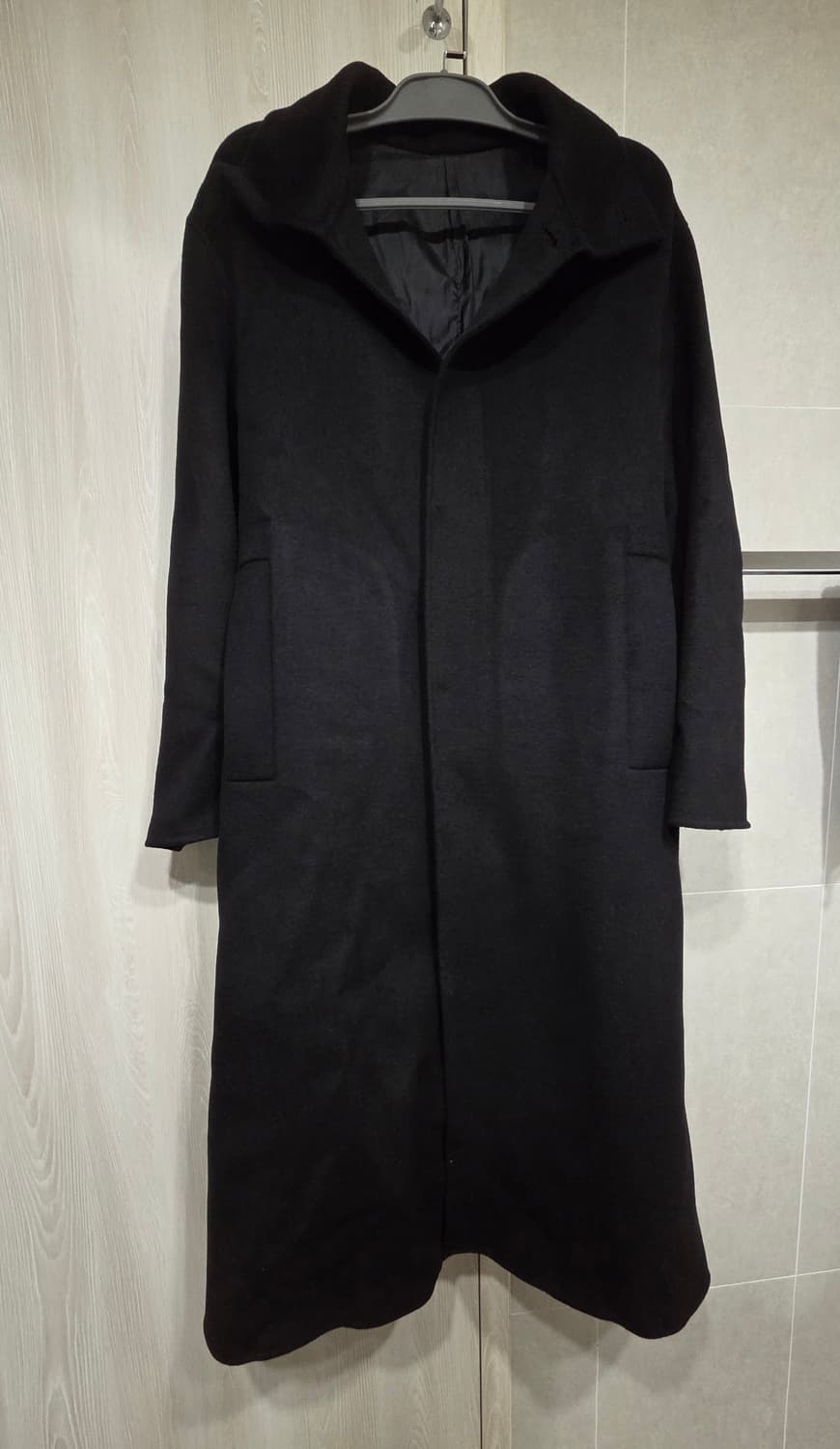 [L] 토니웩 스탠드카라 핸드메이드 롱코트 블랙 새상품 상품이미지4