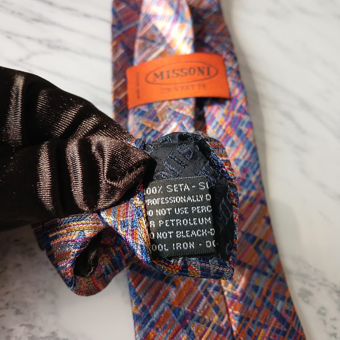 미쏘니 실크 블루 멀티 패턴 넥타이 8.5cm A등급 E860 상품이미지7