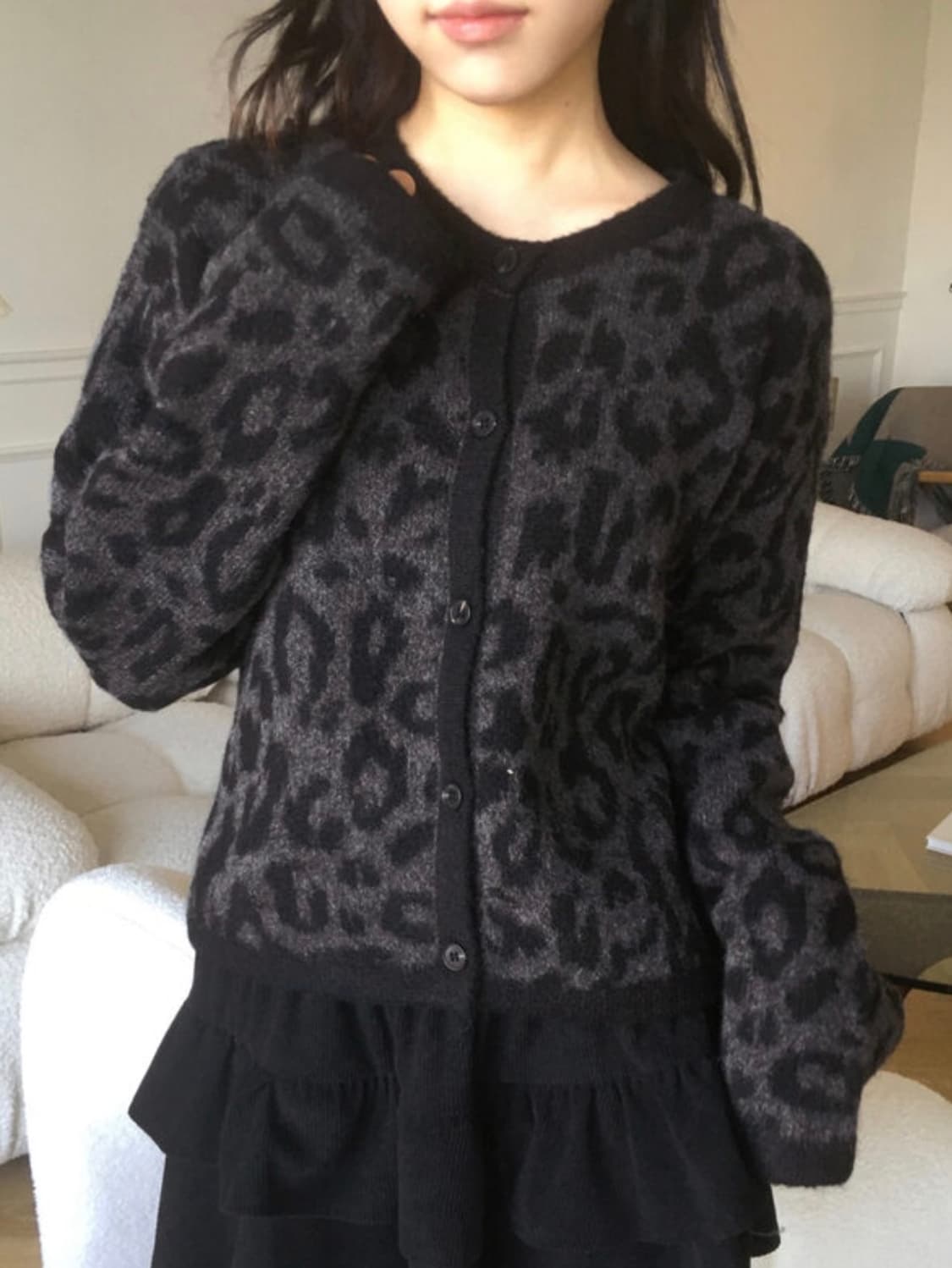 원더원더 노나 레오파드 호피 브러쉬 니트 가디건 상품이미지4