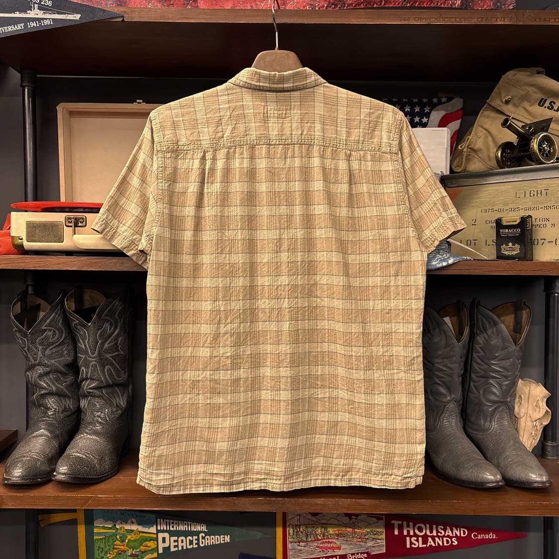 파타고니아 워시드 브라운 멀티 체크 라이트코튼 워크셔츠 N1025 상품이미지2