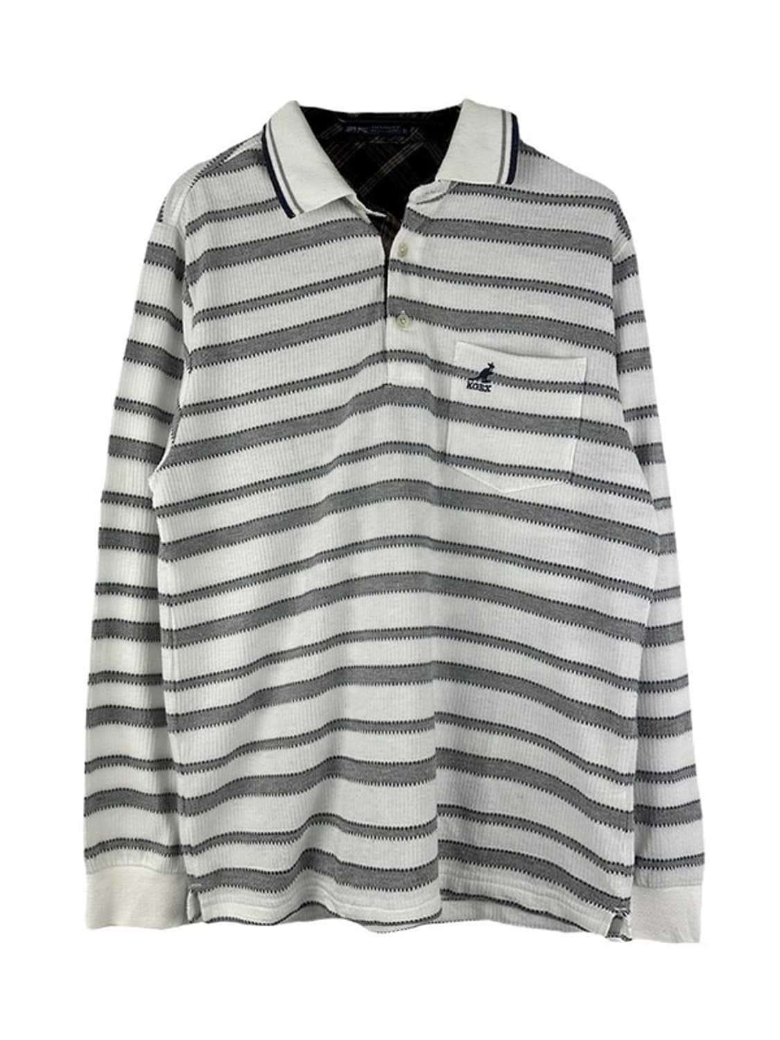 [M] KANGOL 캉골 자수로고 스트라이프 긴팔카라티 상품이미지1