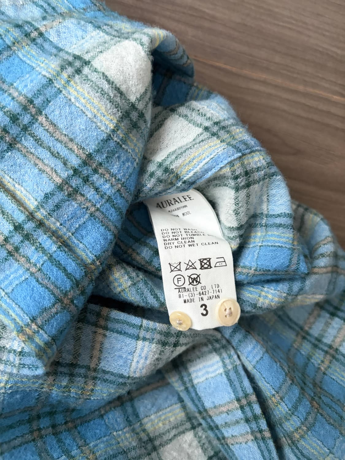 오라리 Auralee 에어리울 체크셔츠 블루 3사이즈 상품이미지5
