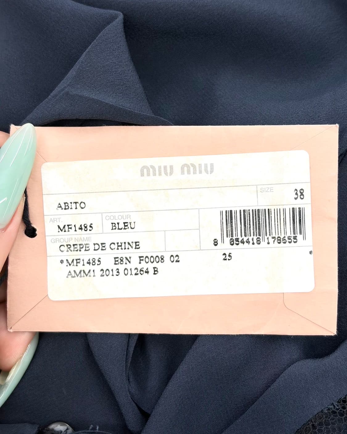 미우미우 네이비 레이스 실크 미니 원피스 상품이미지8