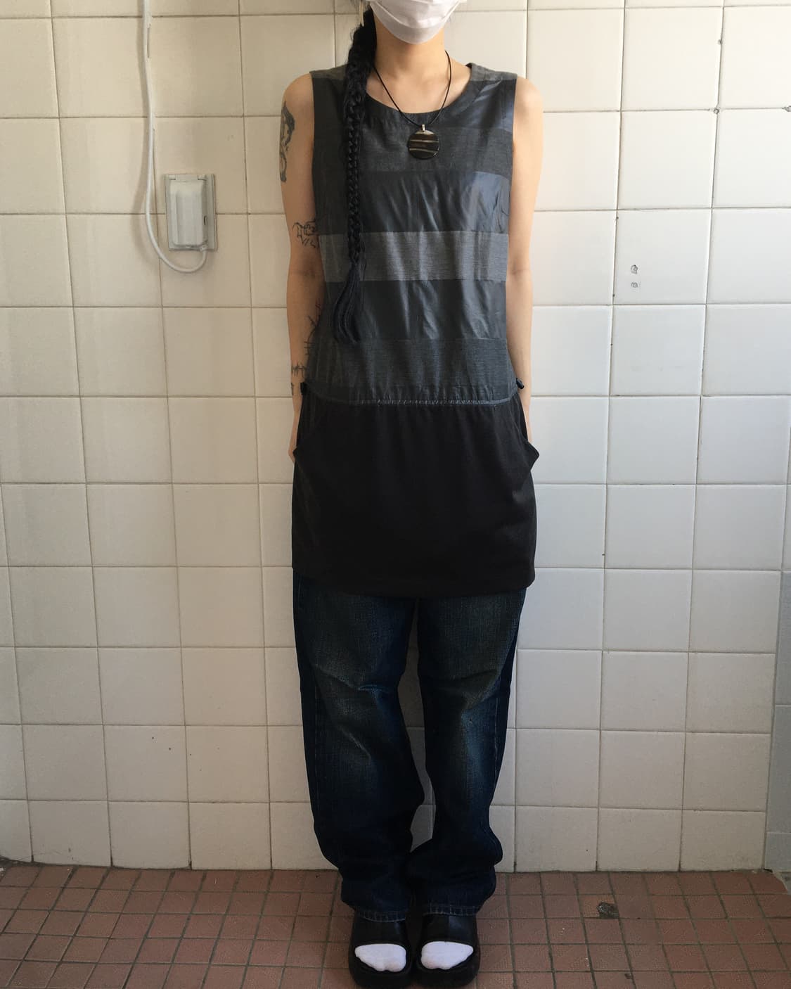 Glossy stripe pattern point onepiece 상품이미지6